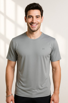 Force NXT Solid Men Round Neck Grey T-Shirt
