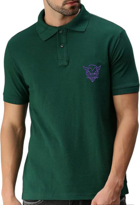embos Solid Men Polo Neck Dark Green T-Shirt