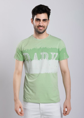HIGHTRIBE Printed Men Round Neck Light Green T-Shirt