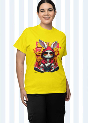 PD CLORI Graphic Print Women Round Neck Yellow T-Shirt