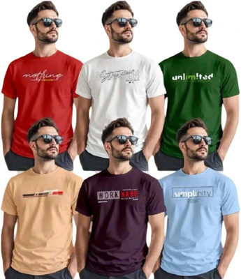 KNOTRIX Printed Men Round Neck Multicolor T-Shirt
