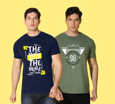 WOOSTRO Graphic Print Men Round Neck Blue, Green T-Shirt