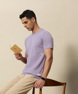 Mr Bowerbird Solid Men Round Neck Purple T-Shirt