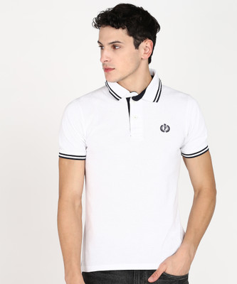 PROVOGUE Solid Men Polo Neck White T-Shirt