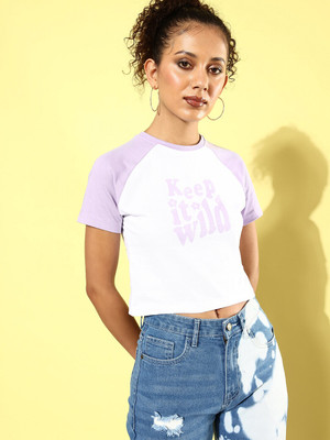 Kook N Keech Printed Women Round Neck White T-Shirt
