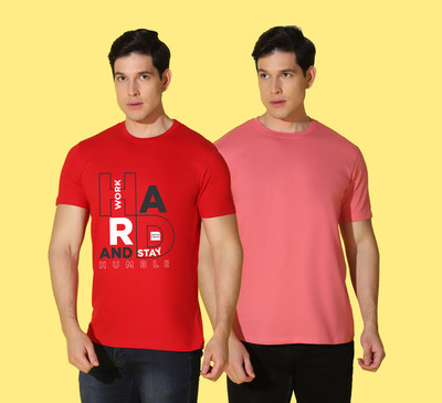 WOOSTRO Printed Men Round Neck Multicolor T-Shirt