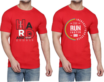WOOSTRO Graphic Print Men Round Neck Red T-Shirt