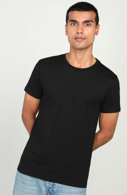 Jangoboy Solid Men Round Neck Black T-Shirt