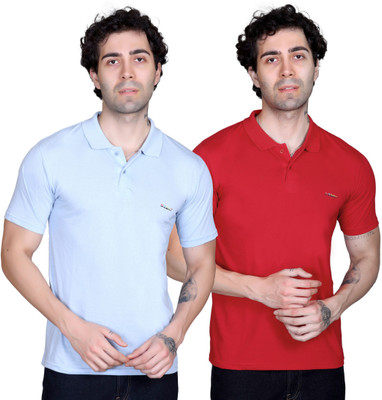 DZANT Solid Men Polo Neck Multicolor T-Shirt