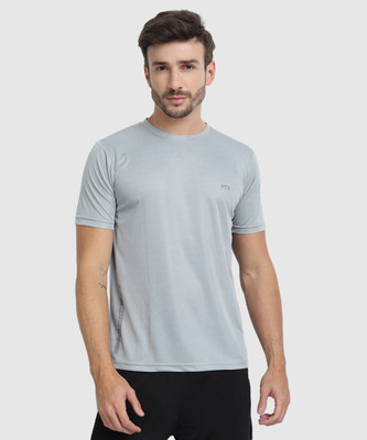 FTX Men Solid Round Neck Polyester Silver T-Shirt For Rs. 171 @ 71 %