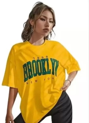 BUJJAWAL Printed Women Round Neck Yellow T-Shirt