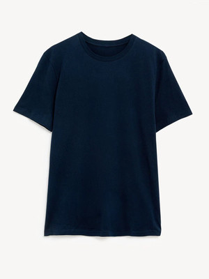 RULEDBYSUN Solid Men Round Neck Navy Blue T-Shirt