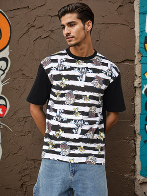 The Indian Garage Co. Printed Men Crew Neck Black T-Shirt