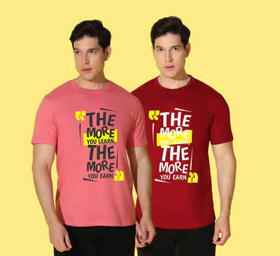 WOOSTRO Printed Men Round Neck Multicolor T-Shirt