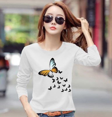 JUGULAR Printed Women Round Neck White T-Shirt