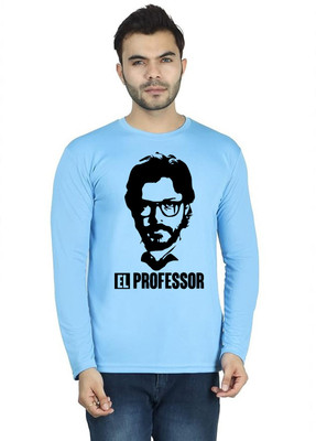 LV CARE Printed, Self Design Men Round Neck Blue T-Shirt