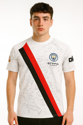 MSV Printed Men Polo Neck White T-Shirt