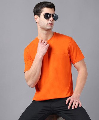 METRONAUT Solid Men Round Neck Orange T-Shirt