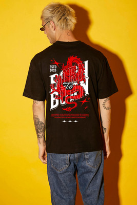 BDSQUARE Graphic Print Men Round Neck Black T-Shirt