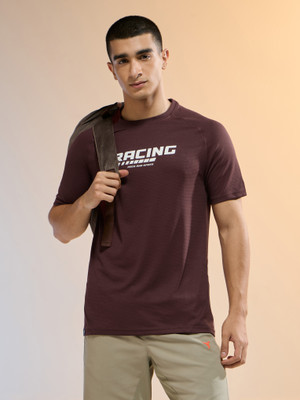 TECHNOSPORT Typography Men Round Neck Brown T-Shirt