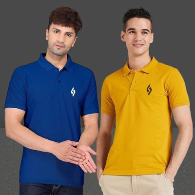 cnw Solid Men Polo Neck Multicolor T-Shirt