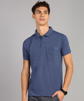 METRONAUT Solid Men Polo Neck Dark Blue T-Shirt