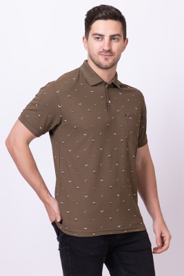 EYEANDTRY Printed Men Polo Neck Brown T-Shirt