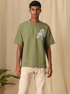 MUFTI Graphic Print Men Crew Neck Green T-Shirt