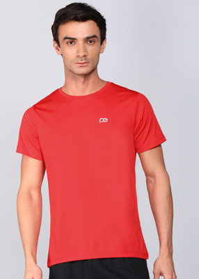 PETER ENGLAND Solid Men Round Neck Red T-Shirt