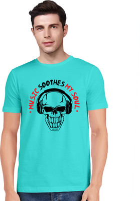 Tribal Slang Graphic Print Men Round Neck Light Green T-Shirt