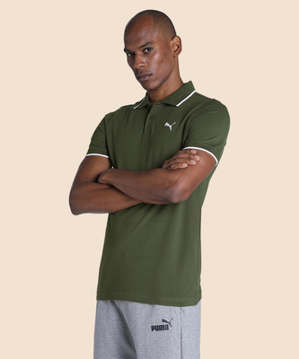 PUMA Solid Men Peter Pan Collar Green T-Shirt