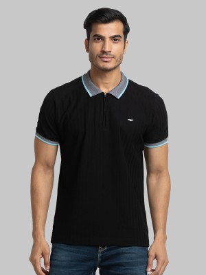 PARK AVENUE Colorblock Men Polo Neck Black T-Shirt