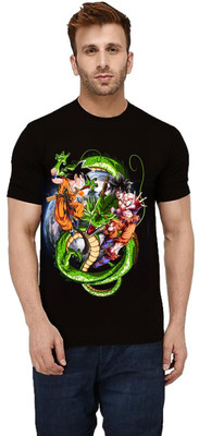 ROYALTRADERS Printed Men Round Neck Black T-Shirt