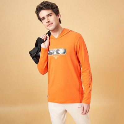Ajile By Pantaloons Printed Men Round Neck Orange T-Shirt