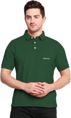 Odestar Solid Men V Neck Green T-Shirt