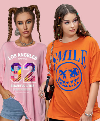 Christy World Printed Women Round Neck Multicolor T-Shirt