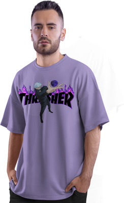 Thecrazymonk Printed, Typography Men Round Neck Purple T-Shirt