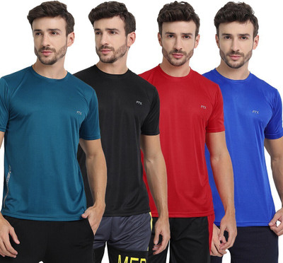 FTX Solid Men Round Neck Multicolor T-Shirt