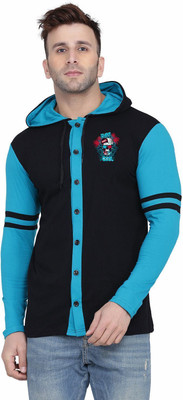 BEYOU FASHION Printed Men Hooded Neck Multicolor T-Shirt