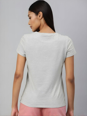 SZN Graphic Print Women Round Neck Grey T-Shirt
