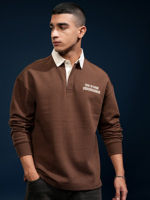HIGHLANDER Printed Men Polo Neck Brown T-Shirt