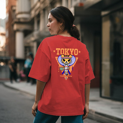 LcyFlame Graphic Print Women Round Neck Red T-Shirt