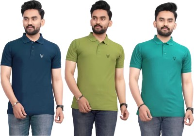 Tween Trends Solid Men Polo Neck Blue, Green, Light Green T-Shirt