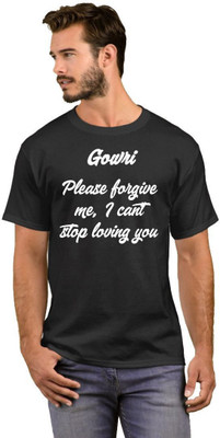 GNS Nationals Typography Men Round Neck White, Black T-Shirt