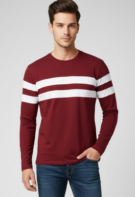 FASHIUM Printed Men Round Neck Maroon T-Shirt