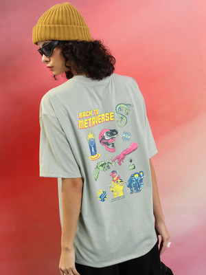 Tokyo Talkies Printed, Typography Women Round Neck Grey T-Shirt