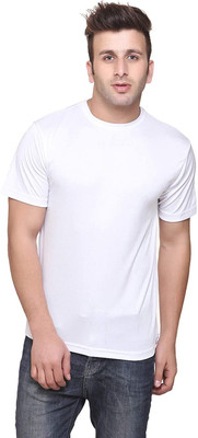 FabryKa Solid Men Round Neck White T-Shirt
