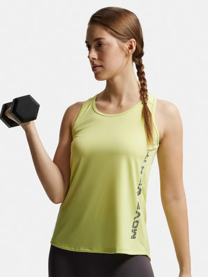 JOCKEY Casual Sleeveless Graphic Print Women Light Green Top