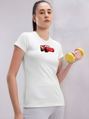 Moda Rapido Graphic Print Women Round Neck White T-Shirt
