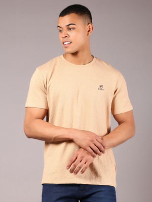 V-MART Solid Men Round Neck Orange T-Shirt